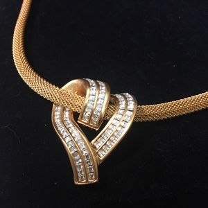 Anne Klein Rhinestone Heart Gold Choker